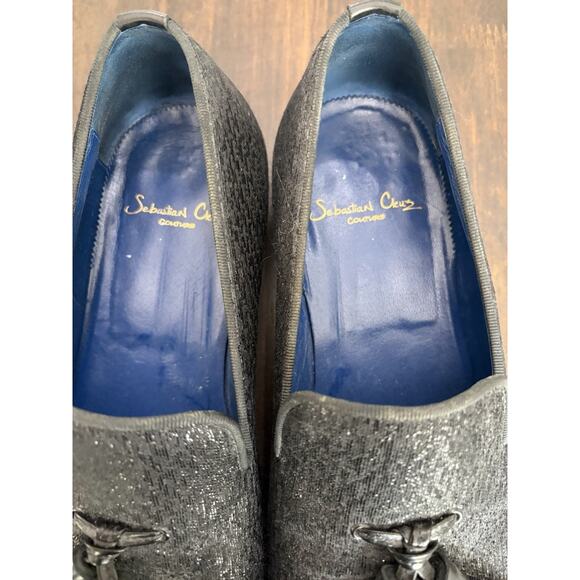 Sebastian Cruz Couture Men’s Black Slip Sequin Loafers Tassle 40 Size 7.5 $1495 main image 8